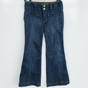 X2 HIGH WAISTED Wide Leg Flared Leopard Trim Jeans